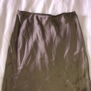 Mossy green silk skirt from Topshop